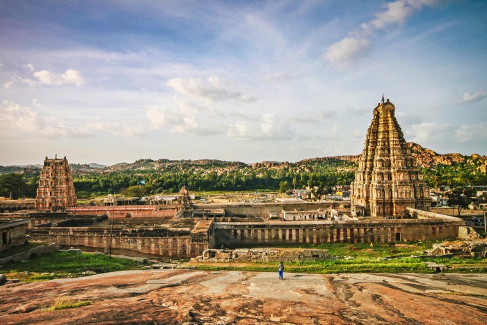 Panoramic view of Virupaksha temple surrounded by ruins Hampi, India More on Hampi: https://mangalika.com/happyfeet/in-search-of-a-lost-empire-hampi/