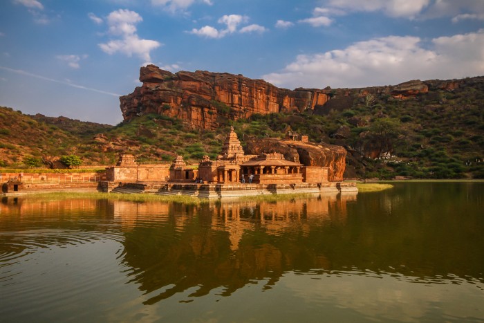 Bhutanatha temple, a 7th century sandstone temple in Badami, India Built during the reign of the Chalukyas, this temple is surrounded by mountain regions, Badami fort and the Badami city from four sides